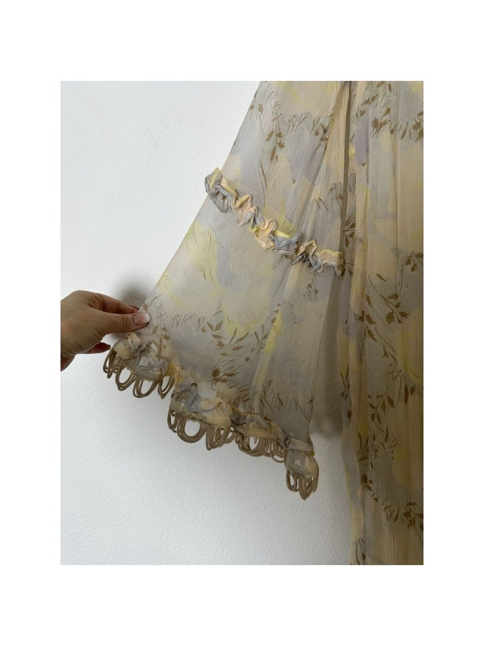 Stevie May Anthropologie Floral Mini Dress XS Yellow Boho Ruffle Cottagecore - Picture 8 of 14